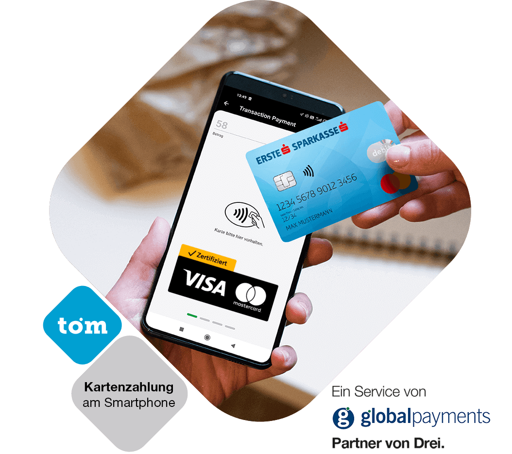 Akzeptieren Sie Karten und mobile Zahlungsarten überall und jederzeit.