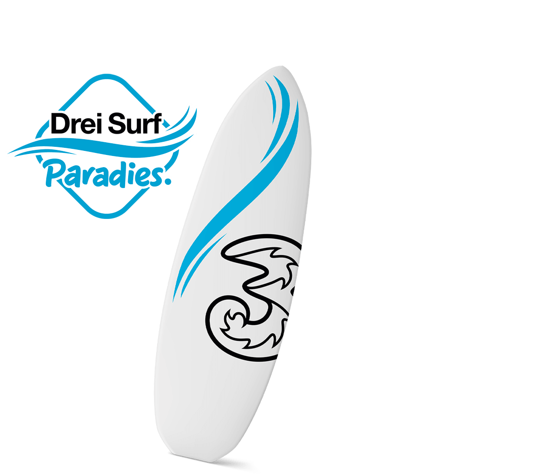 Drei Surf Paradies Glasfaser
