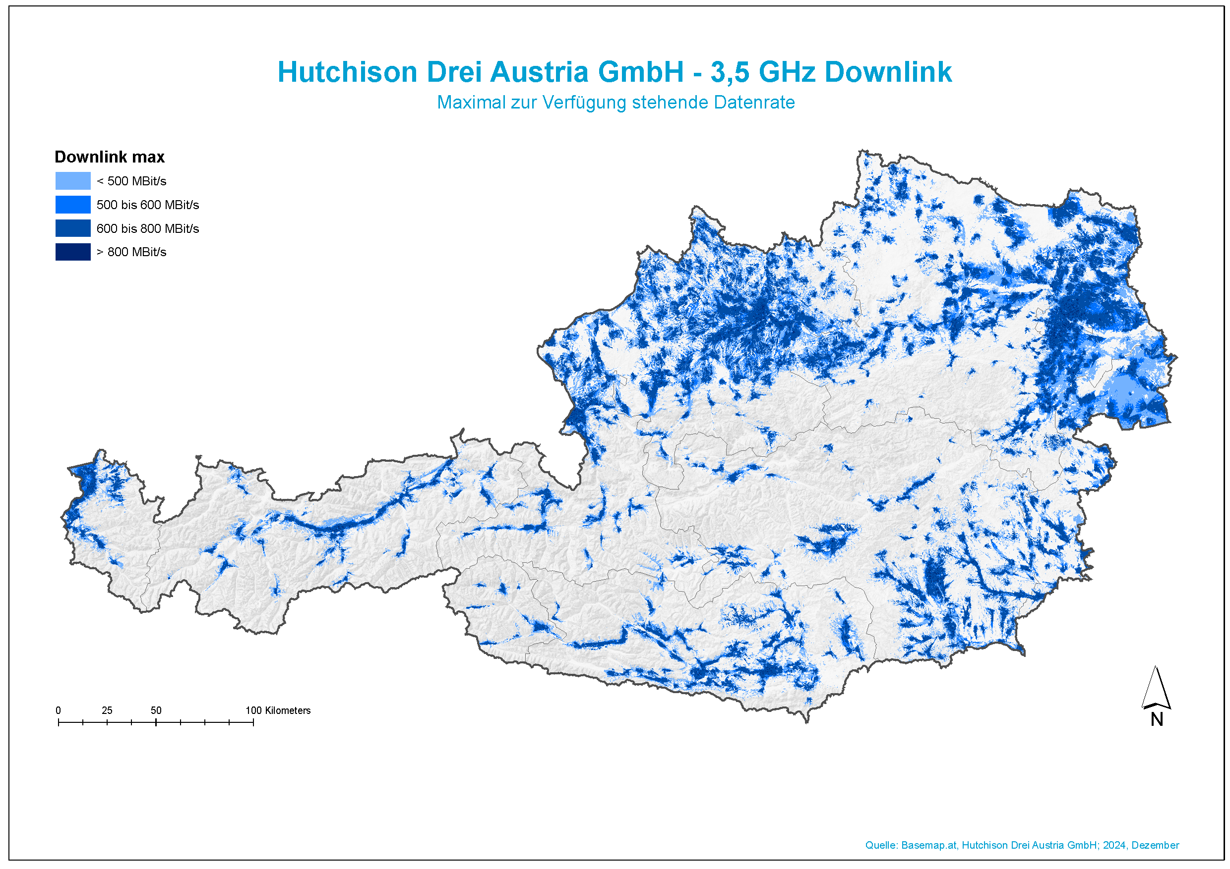 5G Netzabdeckungskarte Downlink Max