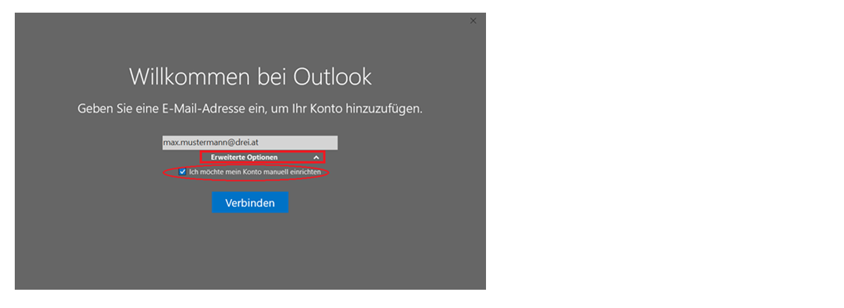 E-Mail Einstellungen Outlook Schritt 1