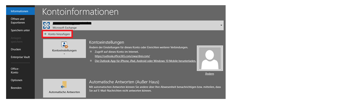 E-Mail Einstellungen Outlook Schritt 2