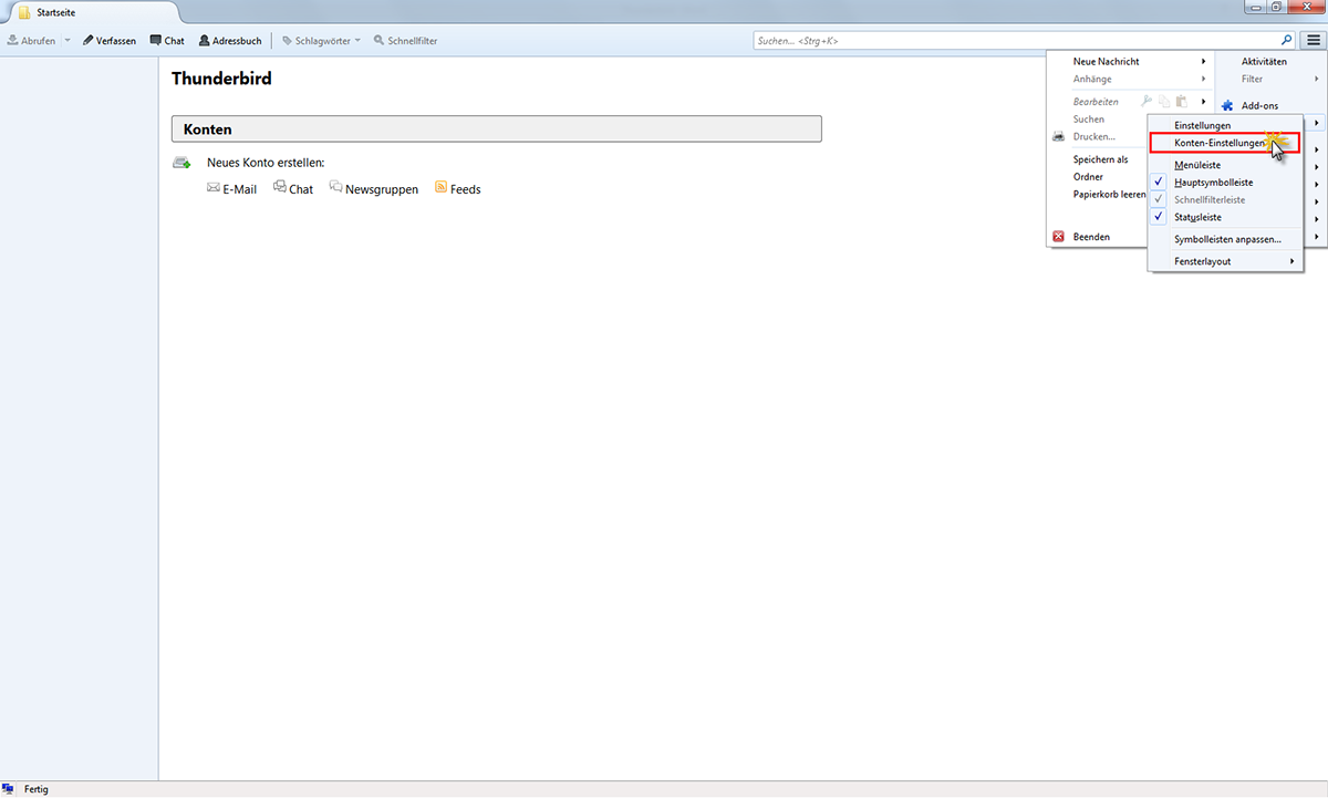 Email Settings für Utanet Thunderbird Bild 2