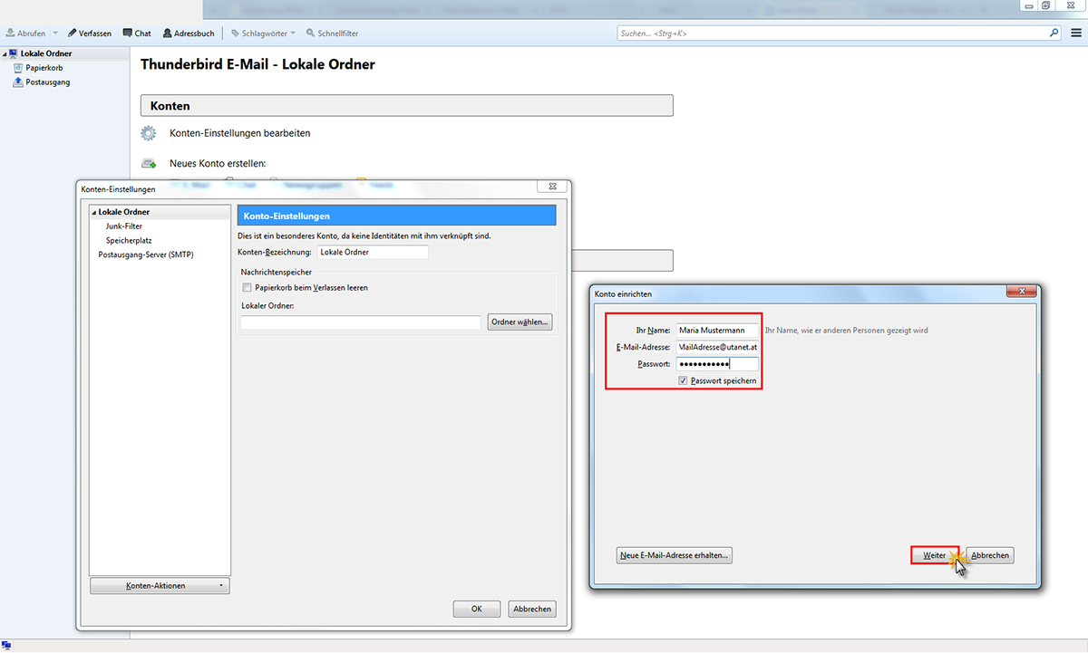 Email Settings für Utanet Thunderbird Bild 4