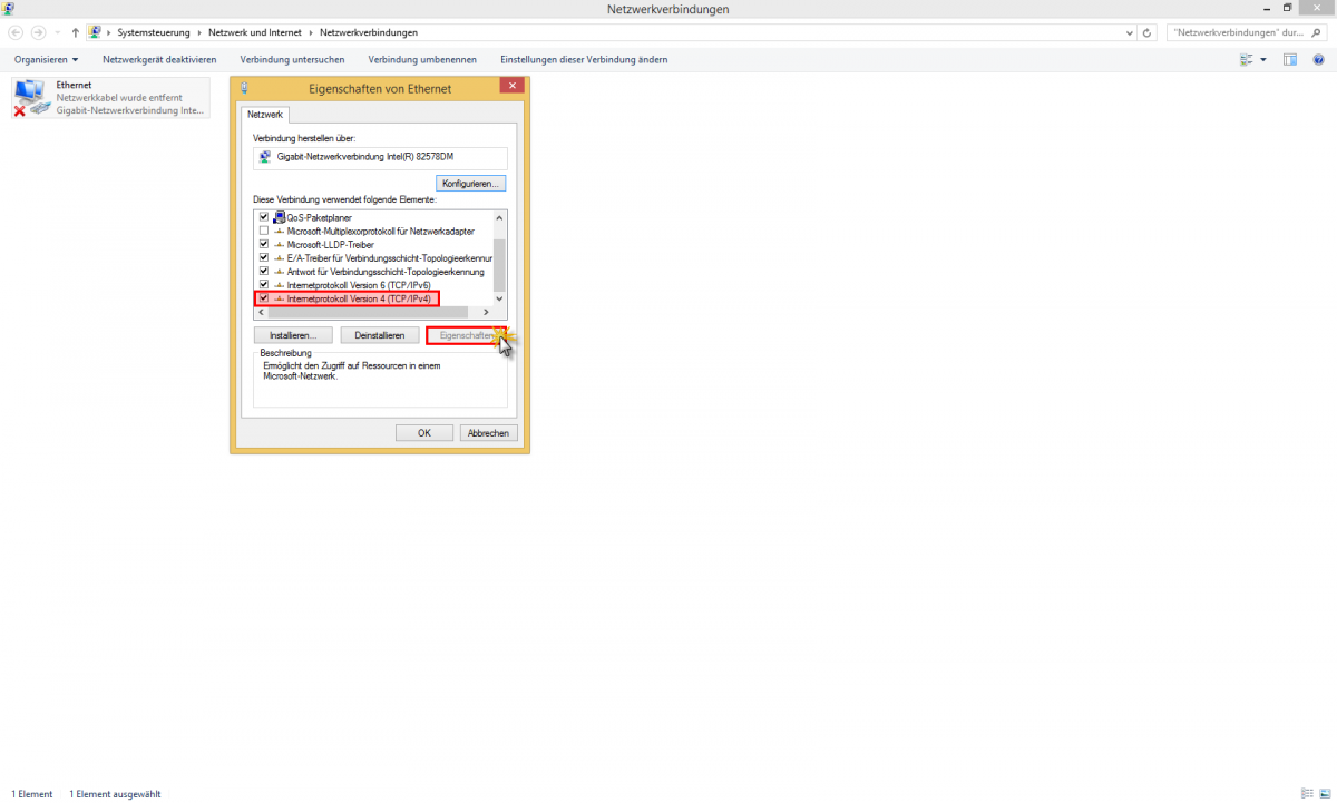 Netzwerkeinstellungen unter Windows 8 Bild 7