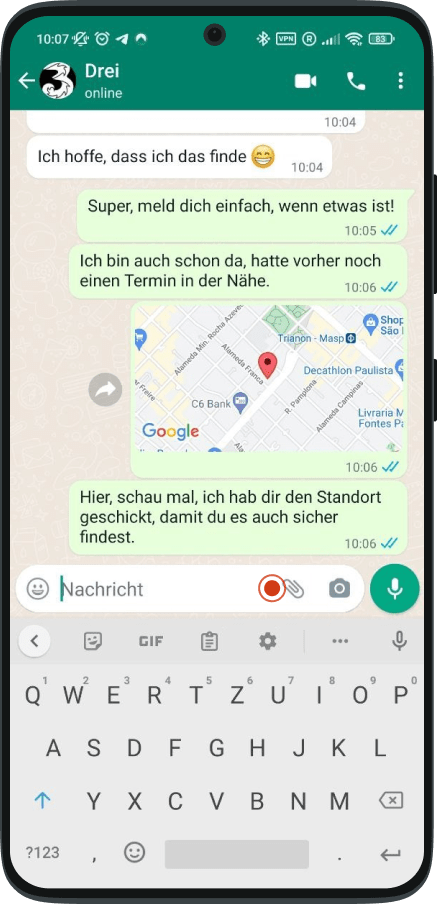 Anleitung Standort schicken Schritt 4