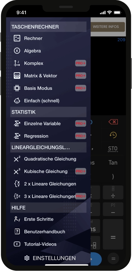 Calculator Menü