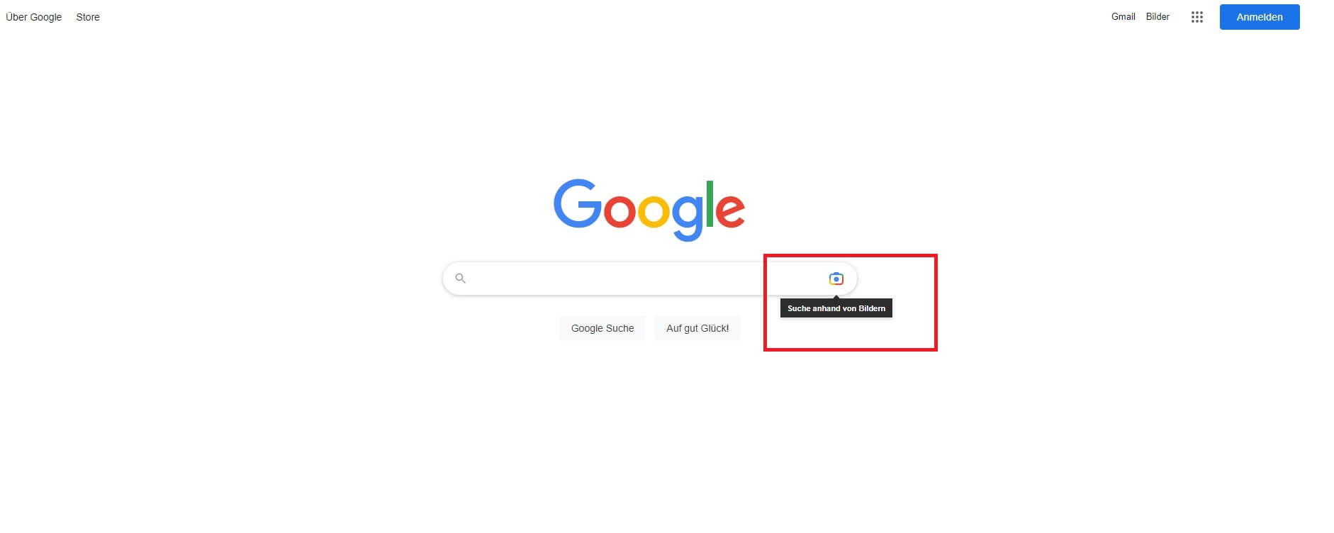 Google Bildersuche mit hochgeladenem Bild