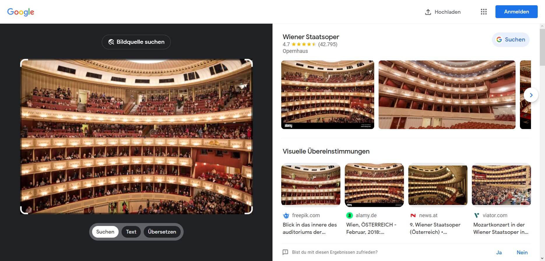 Google Bildersuche mit hochgeladenem Bild