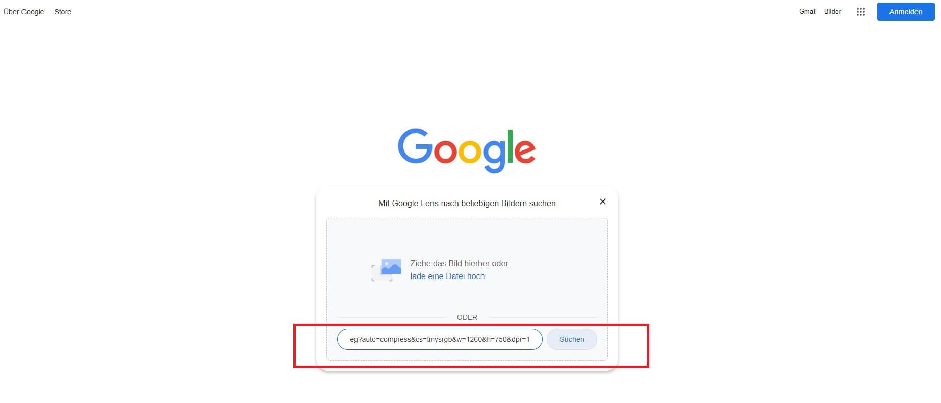 Google Rückwärtssuche mit Bild-URL