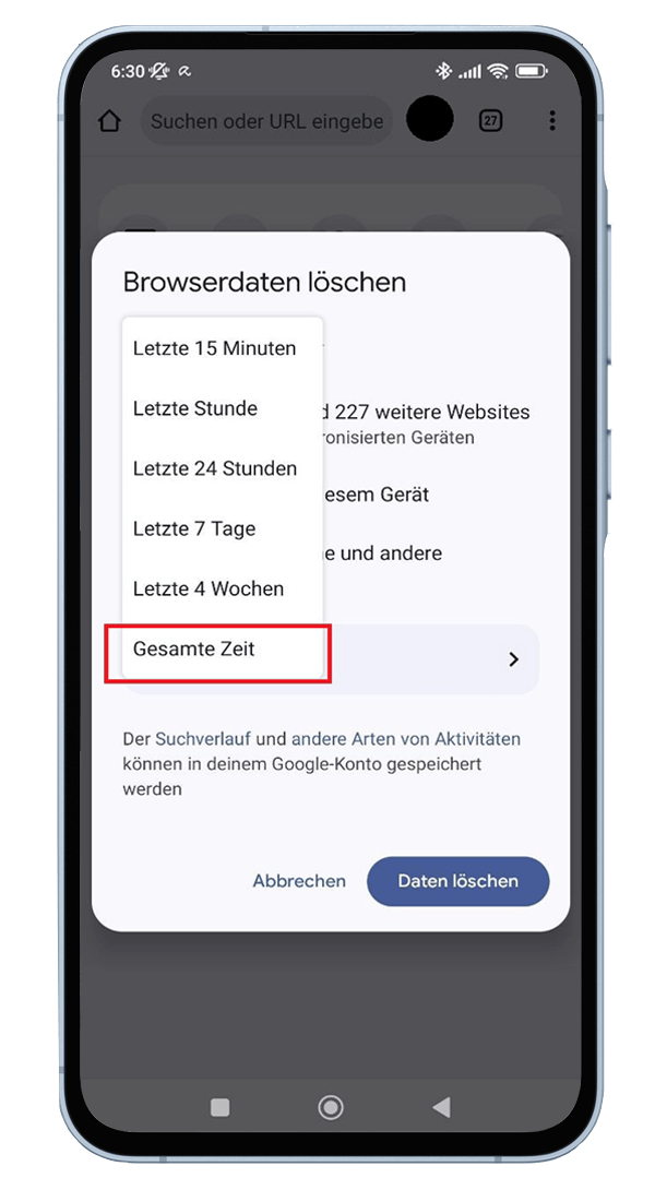 Suchverlauf bei Android löschen.