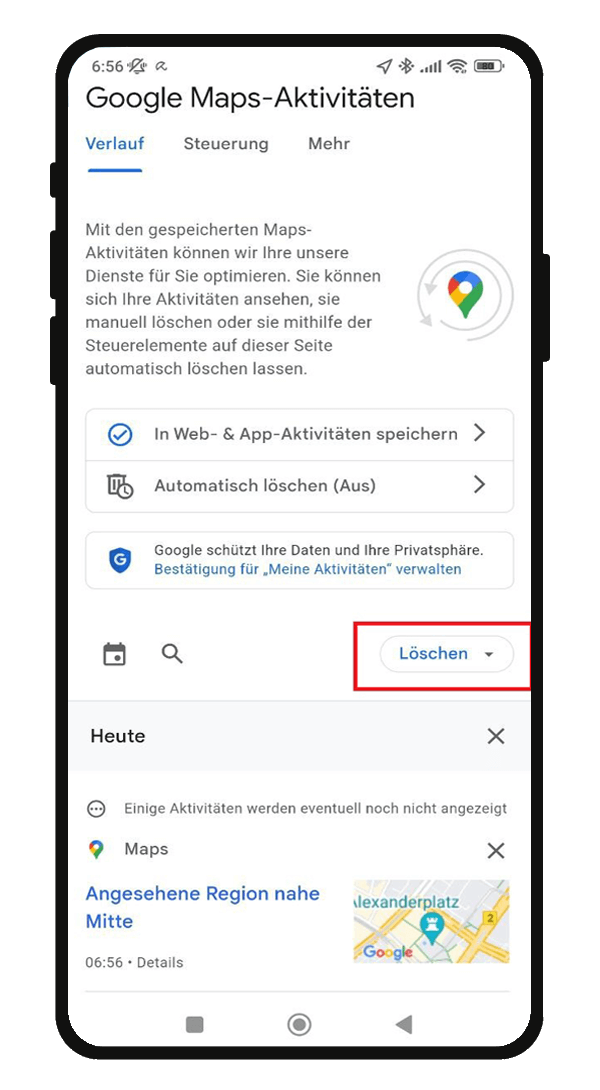 Maps am Handy löschen.