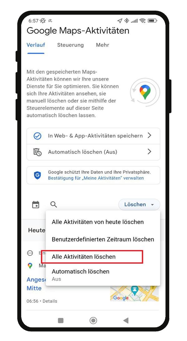 Maps am Handy löschen.