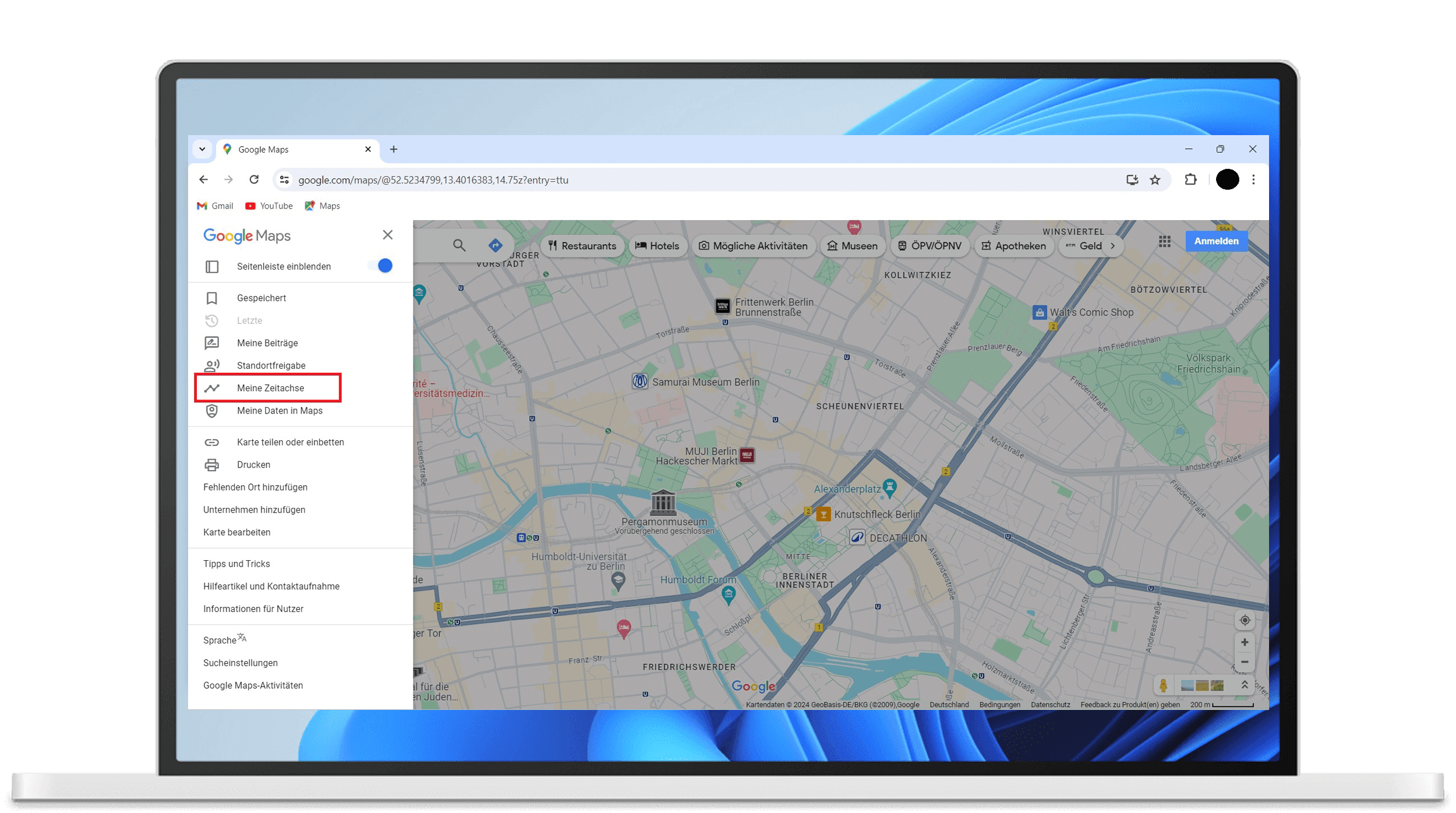 Google Maps am Computer löschen