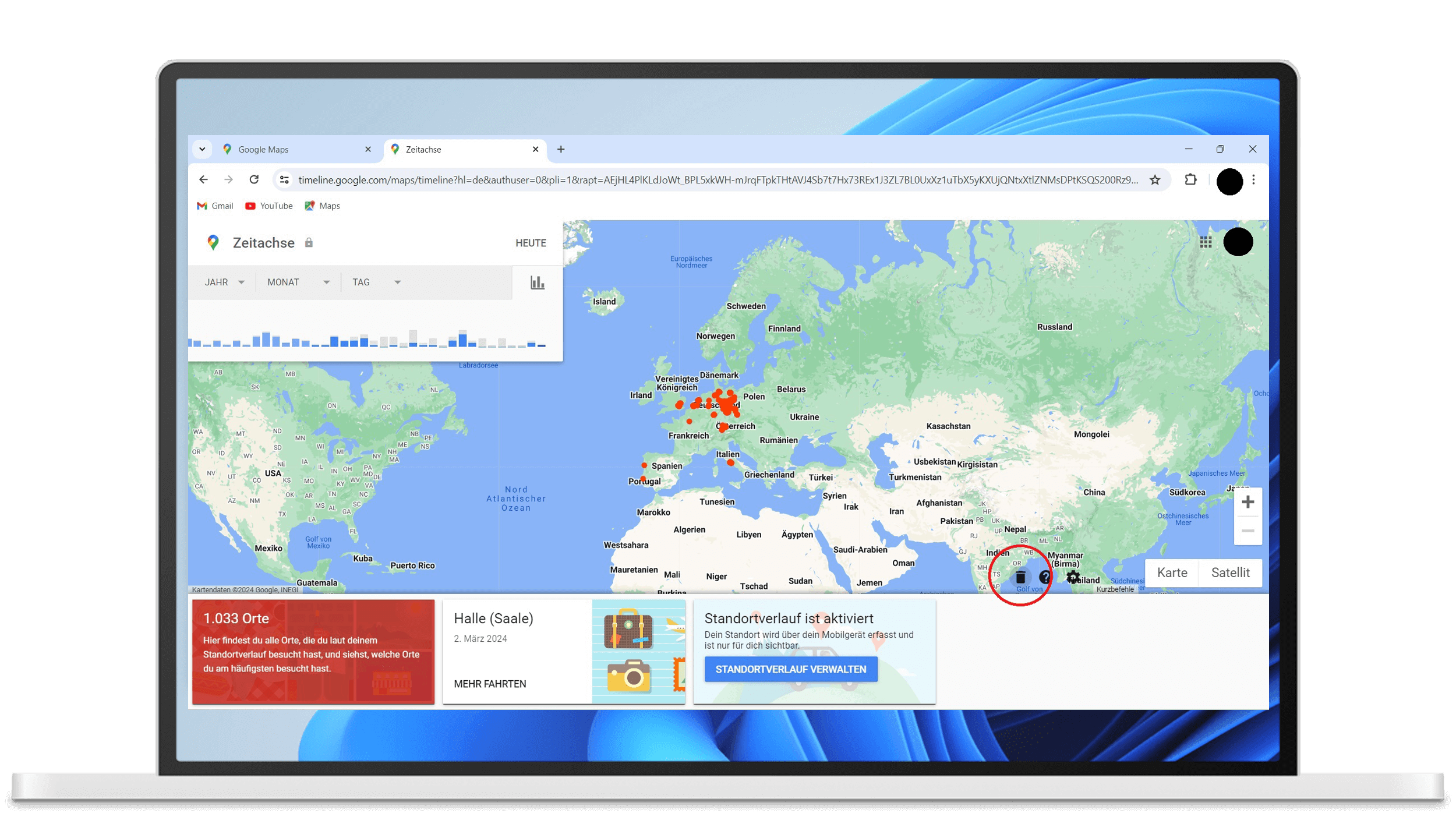 Google Maps am Computer löschen