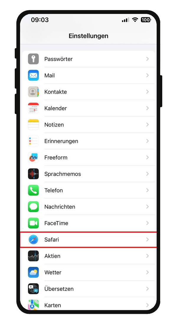 Suchverlauf am iPhone löschen.