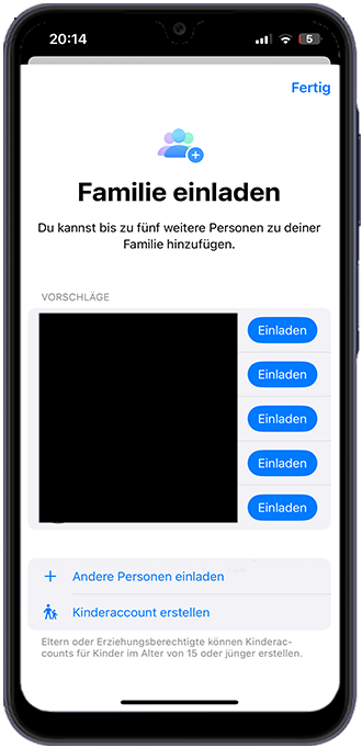 Schritt 3: Tippen Sie oben rechts auf das Symbol mit der Person und dem Pluszeichen.