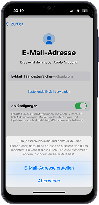 Schritt 5: Akzeptieren Sie die Datenschutzbestimmungen und die AGB.