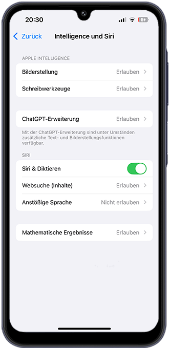 Schritt 5: Sie können auch Siri entsprechend konfigurieren, beispielsweise indem Sie anstößige Sprache nicht erlauben. 
