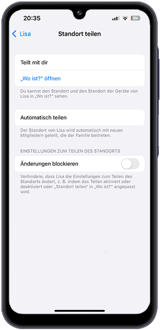 Schritt 4: Jetzt haben Sie direkten Zugriff auf die Wo ist?-App und können nun per Karte sehen, wo sich Ihr Kind aufhält.
