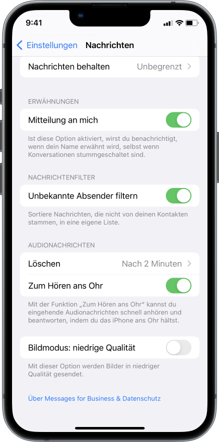 iPhone Anleitung Nachrichten von unbekannten Absendern herausfiltern 5