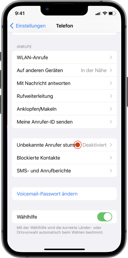 iPhone Anleitung Unbekannte Anrufer an Voicemail weiterleiten 3