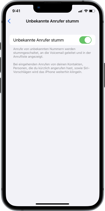 iPhone Anleitung Unbekannte Anrufer an Voicemail weiterleiten 5