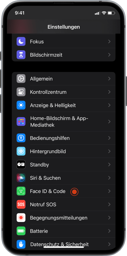 iOS: Einstellungen