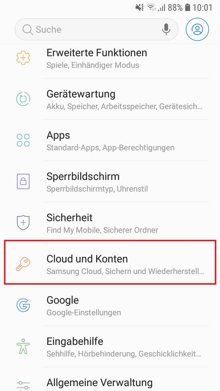 Schritt 1: Offline Suche Samsung einschalten