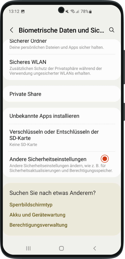 Schritt 2 SIM PIN ändern Android