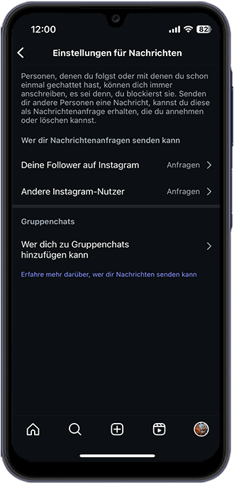 Schritt 3: Bei „Einstellungen für Nachrichten“ können Sie auswählen, wer Nachrichtenanfragen senden darf.
