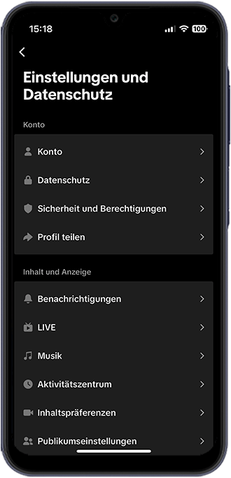 Schritt 3: Tippen Sie anschließend auf „Datenschutz“.
