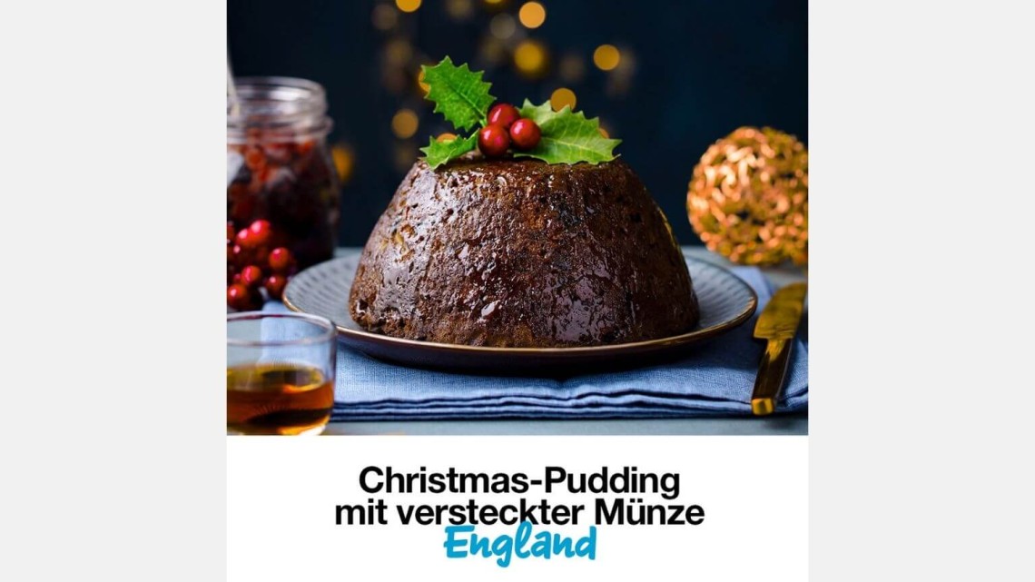 Christmas Pudding mit versteckter Münze in England