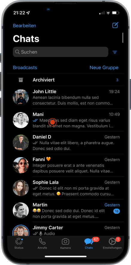 Schritt 2 Whatsapp Chats archivieren