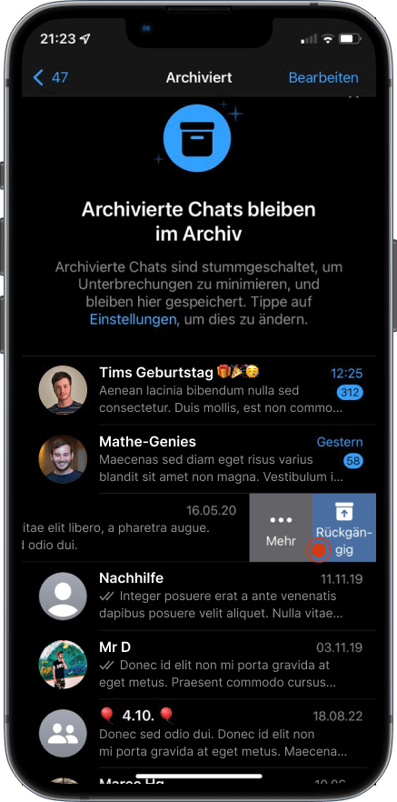 Schritt 4 Whatsapp Chats archivieren