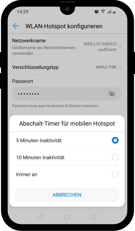 Anleitung WLAN Hotspot Android 9