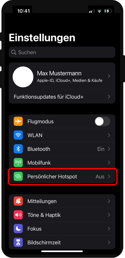 Anleitung WLAN Hotspot iOS 1