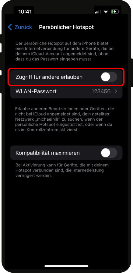 Anleitung WLAN Hotspot iOS 2
