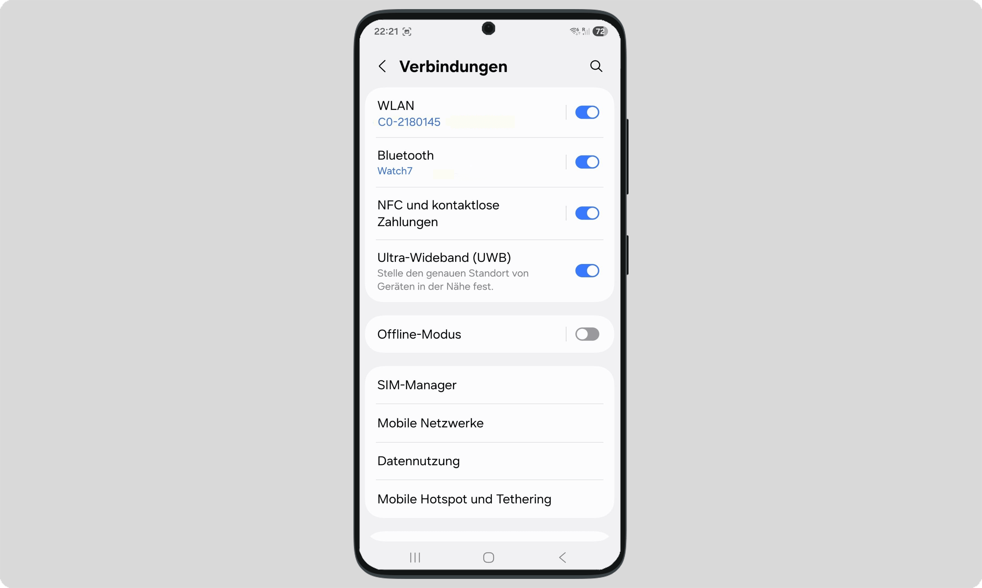 Andriod-Screenshot - verbundenes Netzwerk auswählen