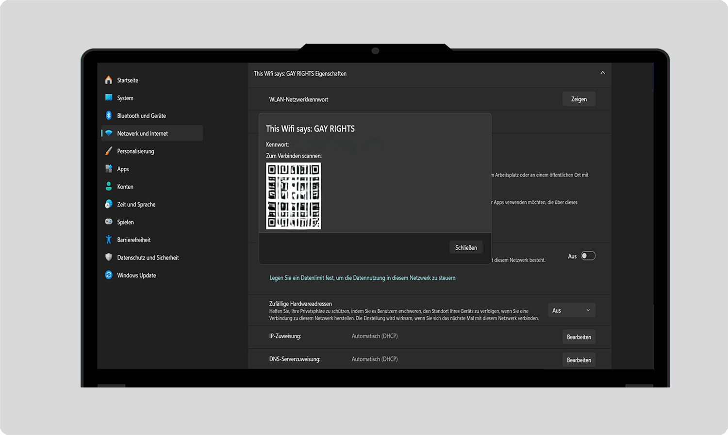 Am Windows PC - Passwort oder QR Qode scannen