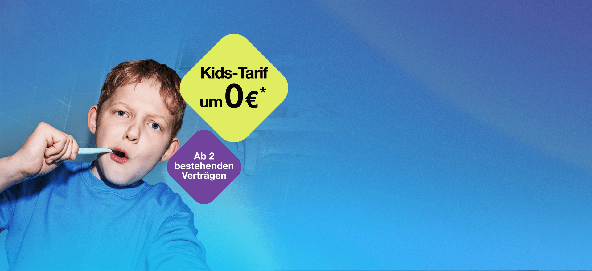 Kids Tarif um 0 € * ab 2 bestehenden Tarifen im Unlimited Mix.
